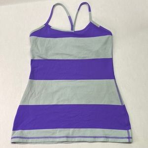 Lululemon Power Y tank size 6 Thick Block Stripes Purple Teal